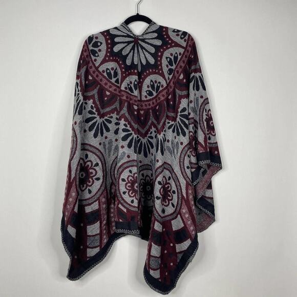 2/$30 NEW Boho Southwest Ruana Oversized Open Wrap Poncho Blanket Scarf - Picture 9 of 11